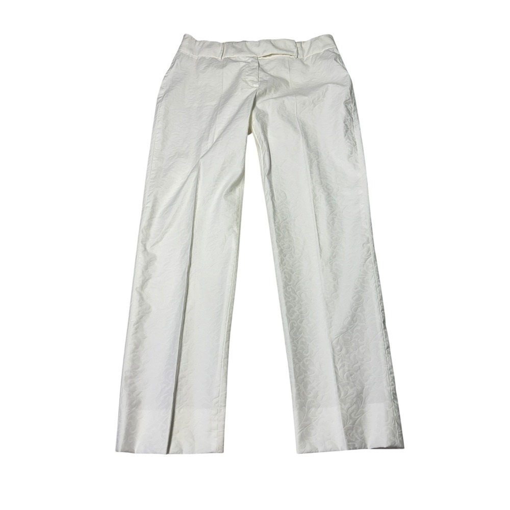 Piazza Sempione White Jacquard Straight Leg Trousers Italy Size W30 L26 **